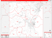 Oshkosh-Neenah Metro Area Wall Map Red Line Style